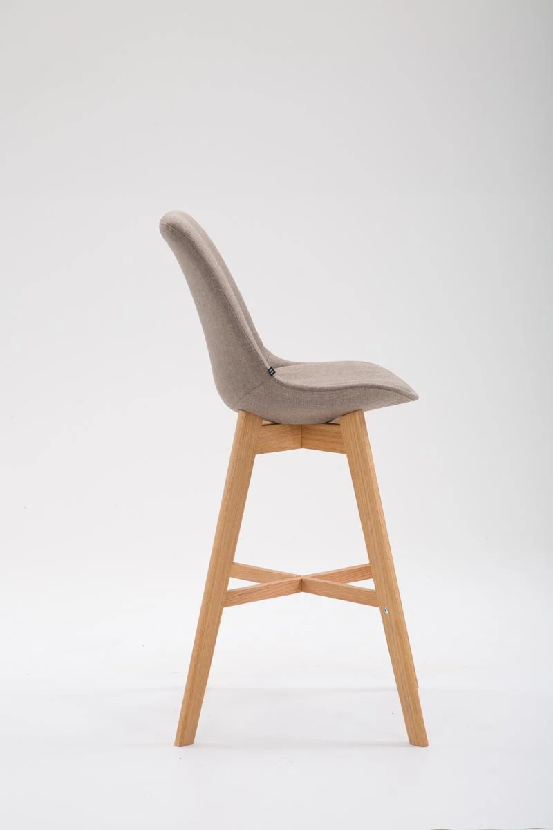 Tabouret de bar chaise haute design scandinave moderne en tissu taupe 10_0000927