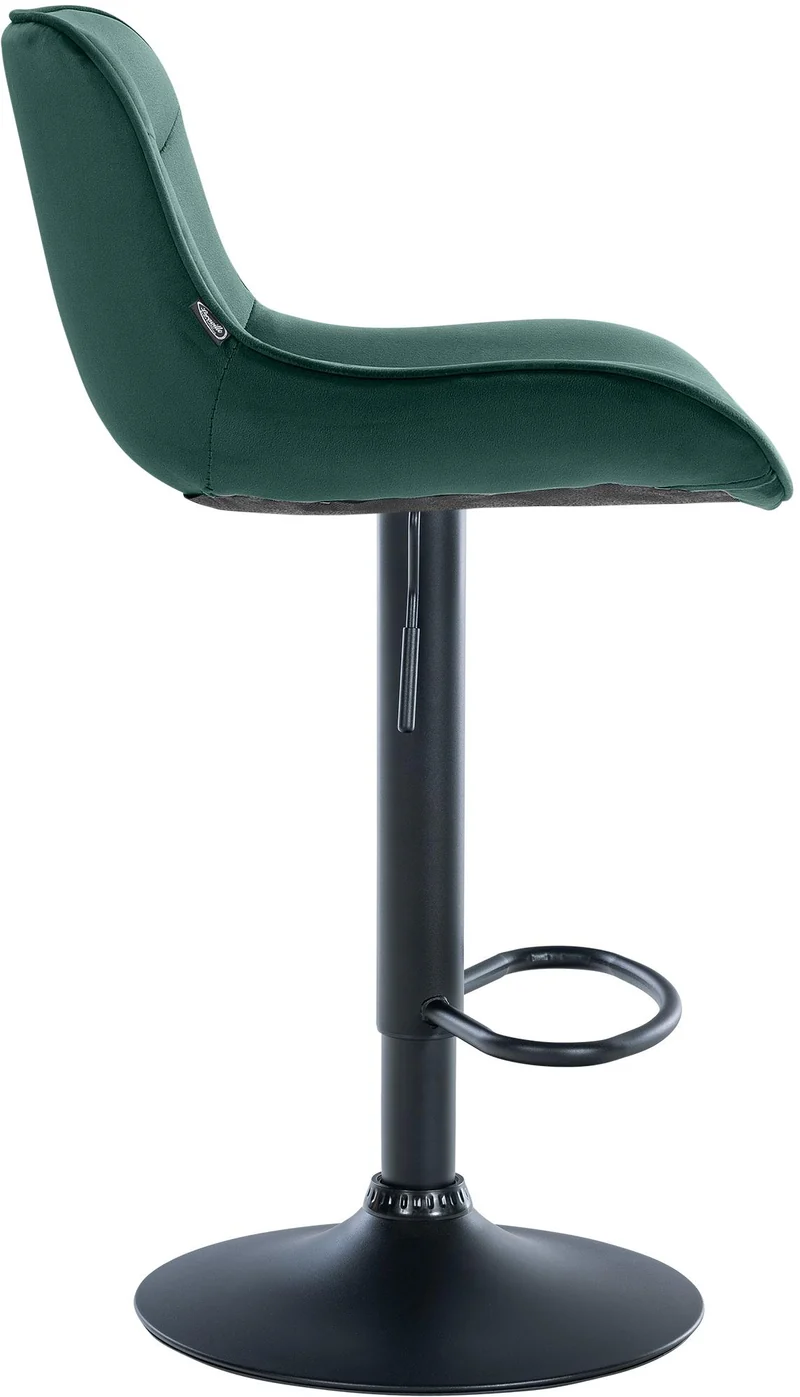 Lot de 2 tabourets de bar pivotant forme ergonomique surpiqûres décoratives en velours vert cadre en métal noir 10_0006602
