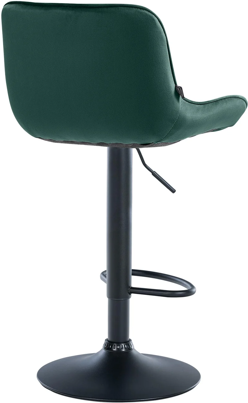 Lot de 2 tabourets de bar pivotant forme ergonomique surpiqûres décoratives en velours vert cadre en métal noir 10_0006602