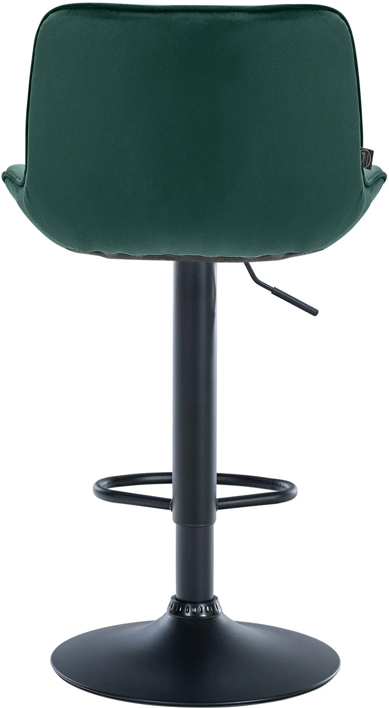 Lot de 2 tabourets de bar pivotant forme ergonomique surpiqûres décoratives en velours vert cadre en métal noir 10_0006602