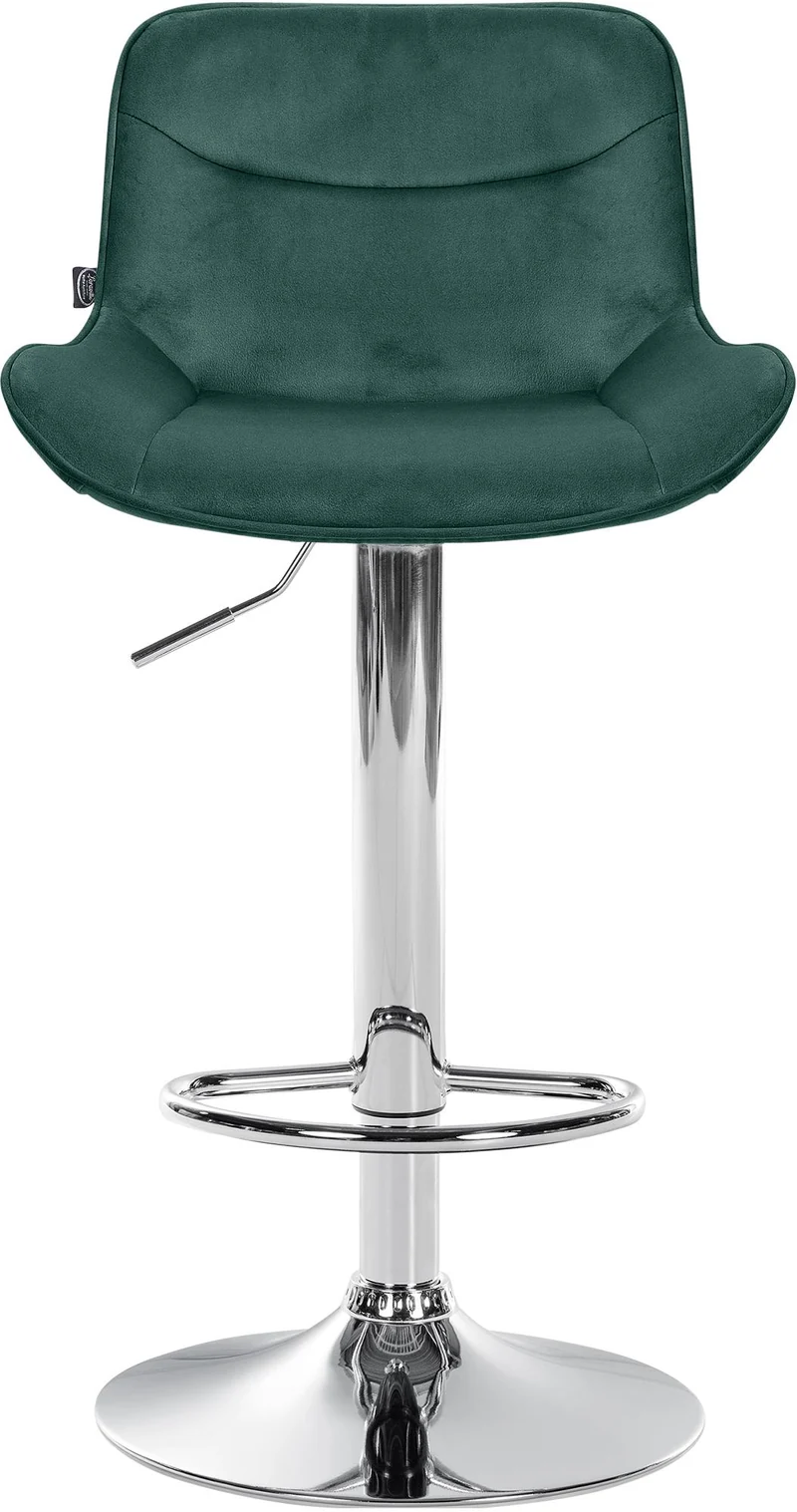 Lot de 2 tabourets de bar pivotant forme ergonomique surpiqûres décoratives en velours vert cadre en métal chromé 10_0006601