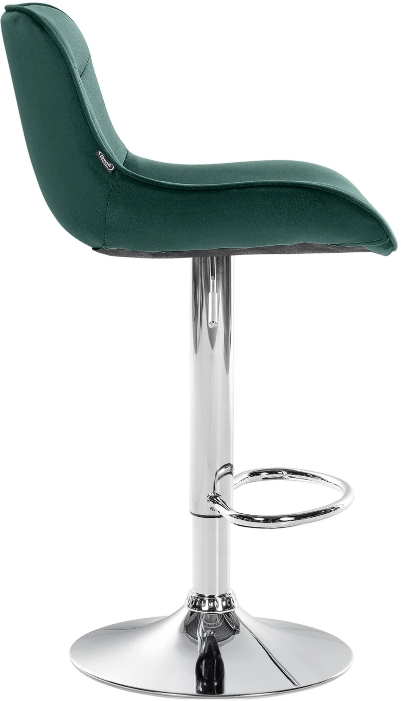 Lot de 2 tabourets de bar pivotant forme ergonomique surpiqûres décoratives en velours vert cadre en métal chromé 10_0006601