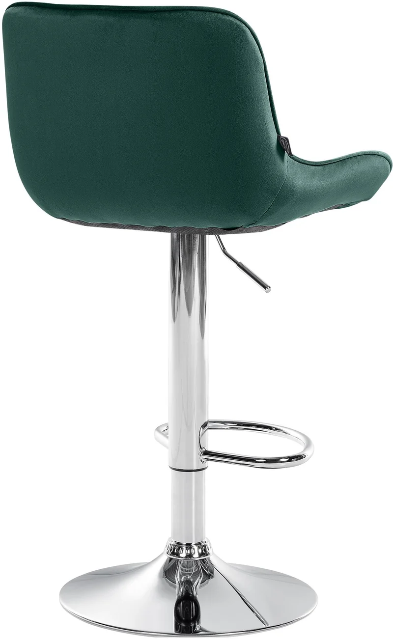 Lot de 2 tabourets de bar pivotant forme ergonomique surpiqûres décoratives en velours vert cadre en métal chromé 10_0006601