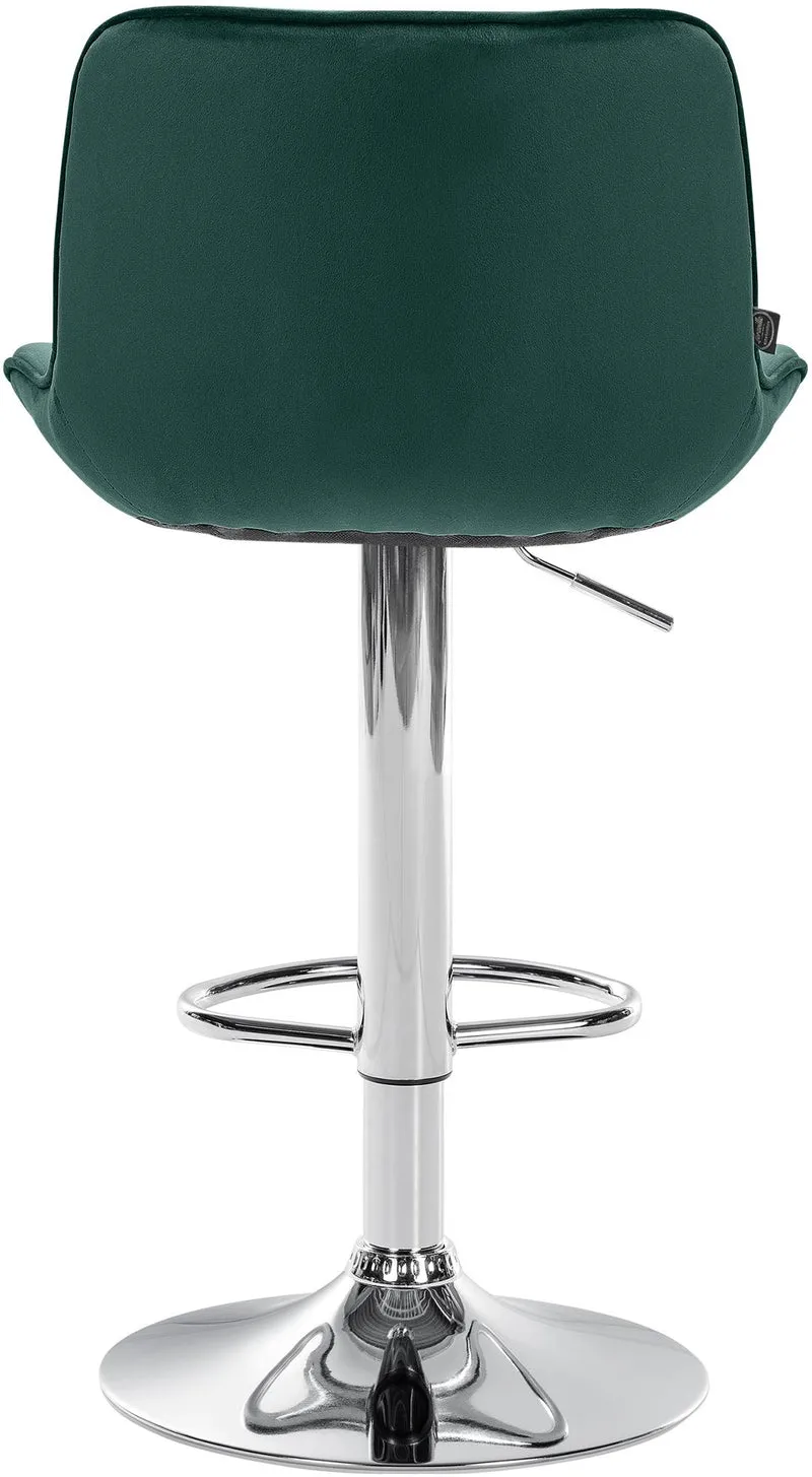 Lot de 2 tabourets de bar pivotant forme ergonomique surpiqûres décoratives en velours vert cadre en métal chromé 10_0006601
