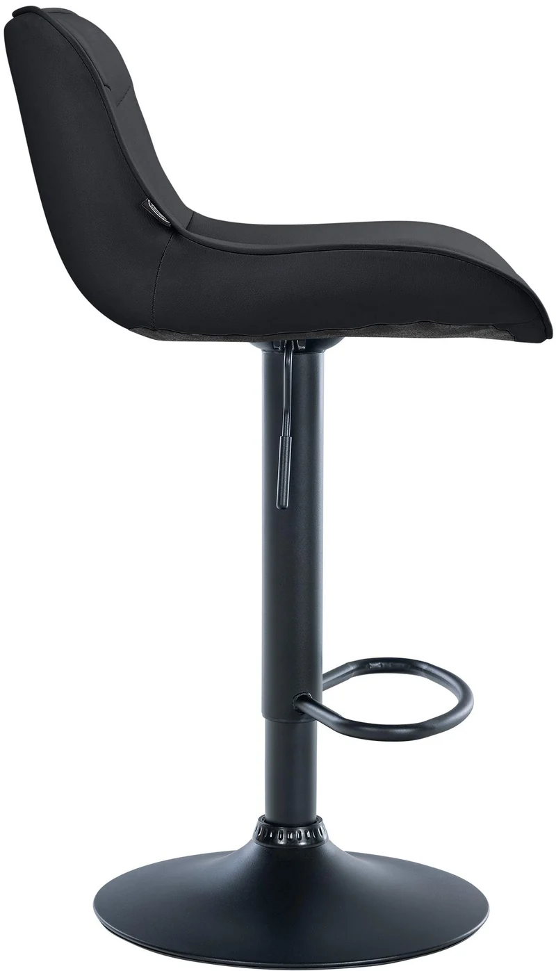Tabouret de bar x1 pivotant forme ergonomique surpiqûres décoratives en PVC noir cadre en métal noir 10_0005775