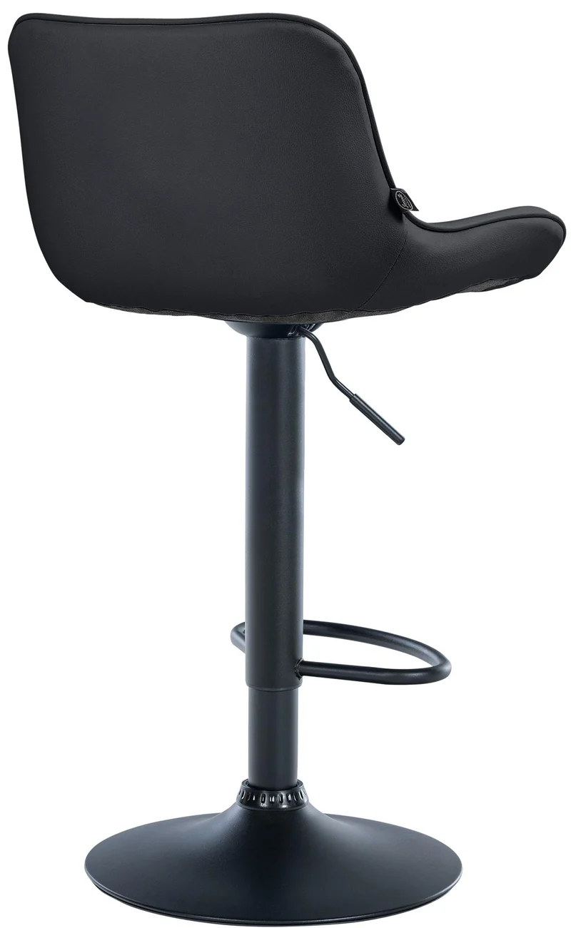 Tabouret de bar x1 pivotant forme ergonomique surpiqûres décoratives en PVC noir cadre en métal noir 10_0005775