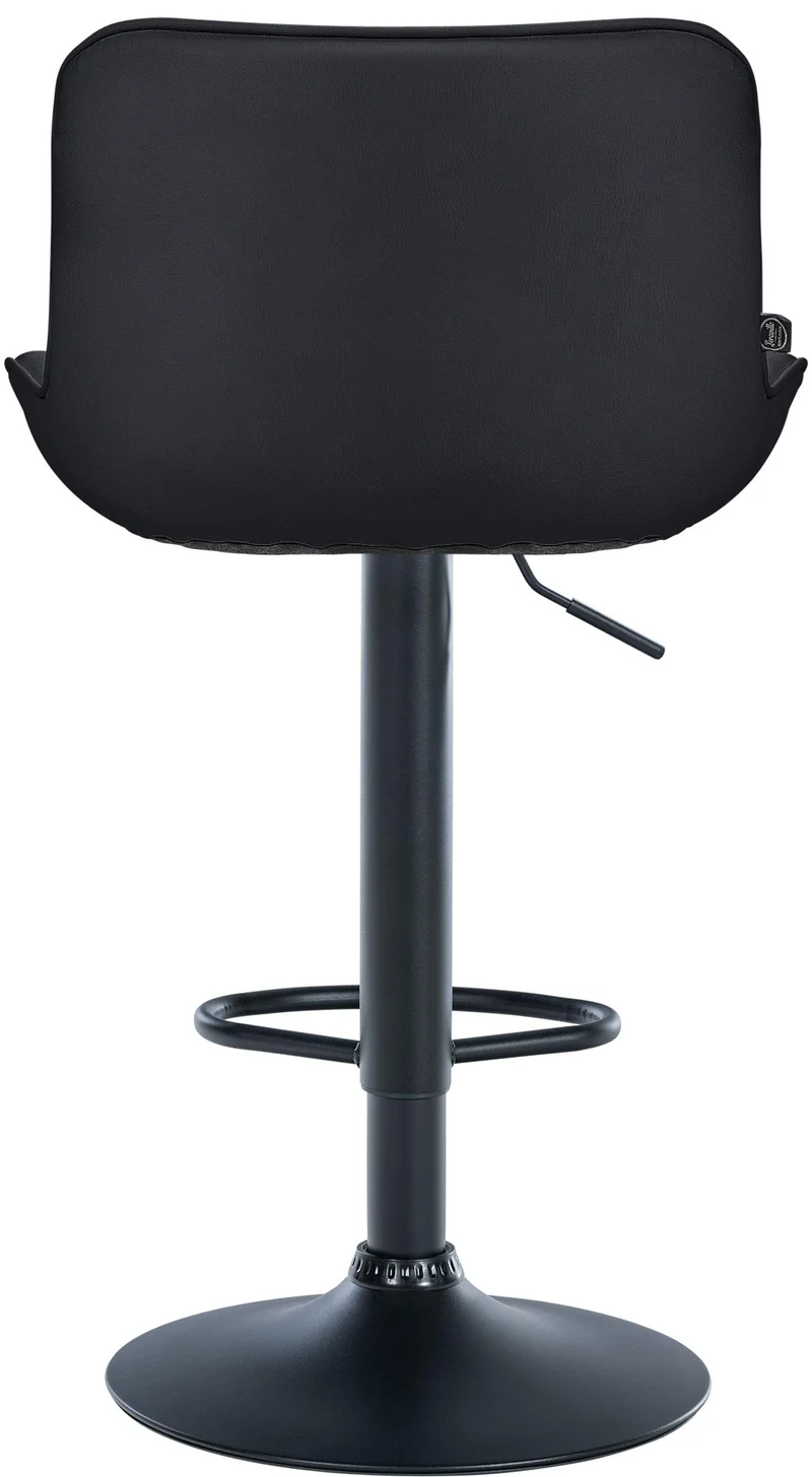 Tabouret de bar x1 pivotant forme ergonomique surpiqûres décoratives en PVC noir cadre en métal noir 10_0005775