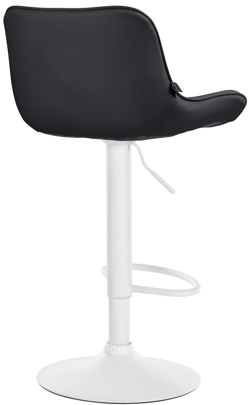 Lot de 2 tabourets de bar x1 avec coutures décoratives en PVC noir pied en trompette métal blanc 10_0004458