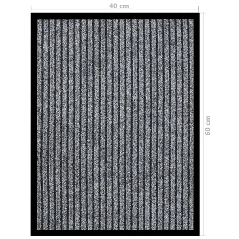 Paillasson de porte d'entrée rayé 40 x 60 cm polypropylène gris et vinyle antidérapant DEC040642