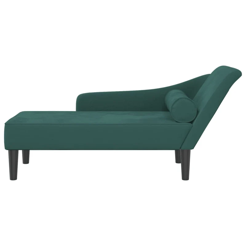 Méridienne chaise longue canapé pour intérieur avec coussins en velours vert DEC026106