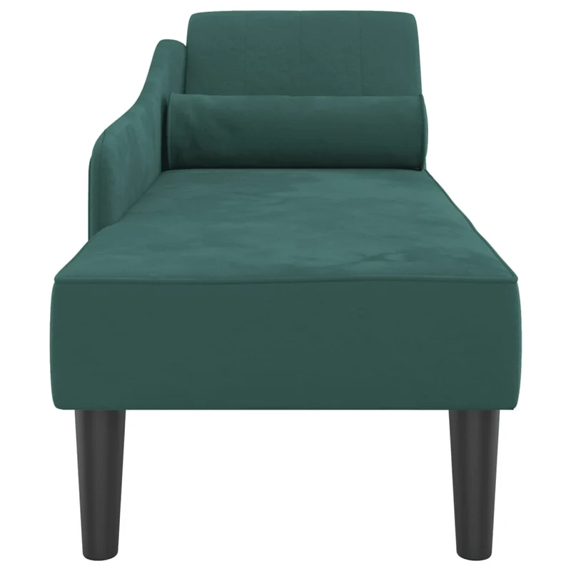 Méridienne chaise longue canapé pour intérieur avec coussins en velours vert DEC026106