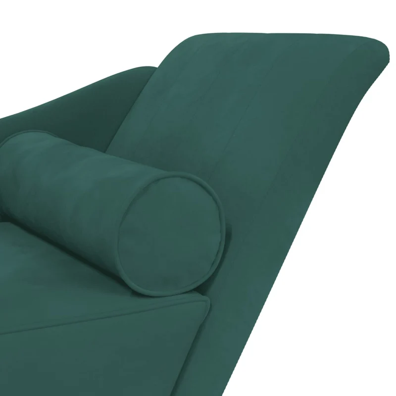 Méridienne chaise longue canapé pour intérieur avec coussins en velours vert DEC026106