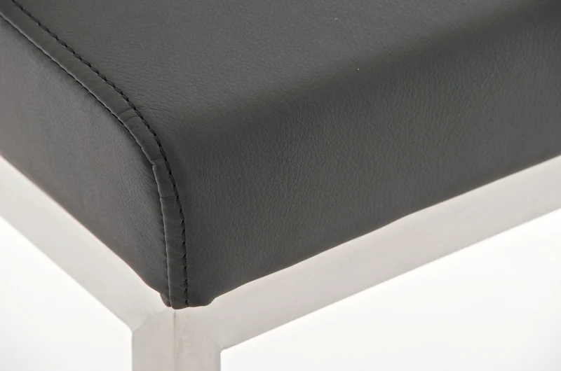 Lot de 2 tabourets de bar design moderne support en acier inoxydable assise en PVC noir 10_0004384