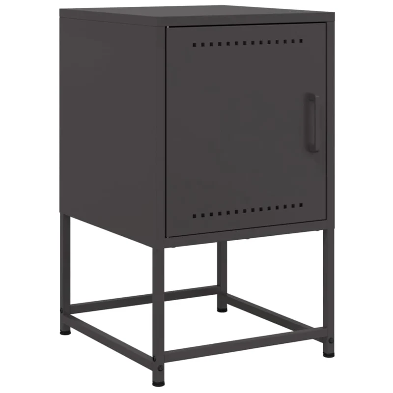 Lot de 2 tables de chevet avec compartiment avec porte 36 x 39 x 60,5 cm acier noir DEC035485
