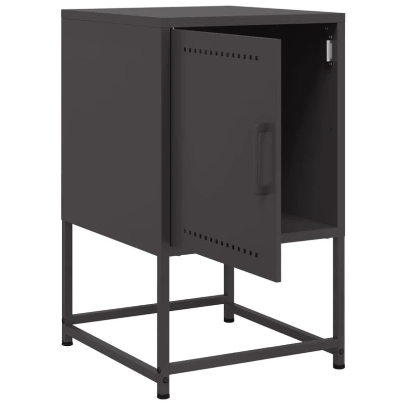 Lot de 2 tables de chevet avec compartiment avec porte 36 x 39 x 60,5 cm acier noir DEC035485