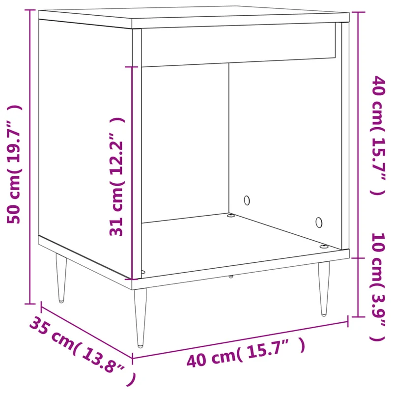 Lot de 2 tables de chevet avec compartiment ouvert 40 x 35 x 50 cm bois d’ingénierie gris DEC035373