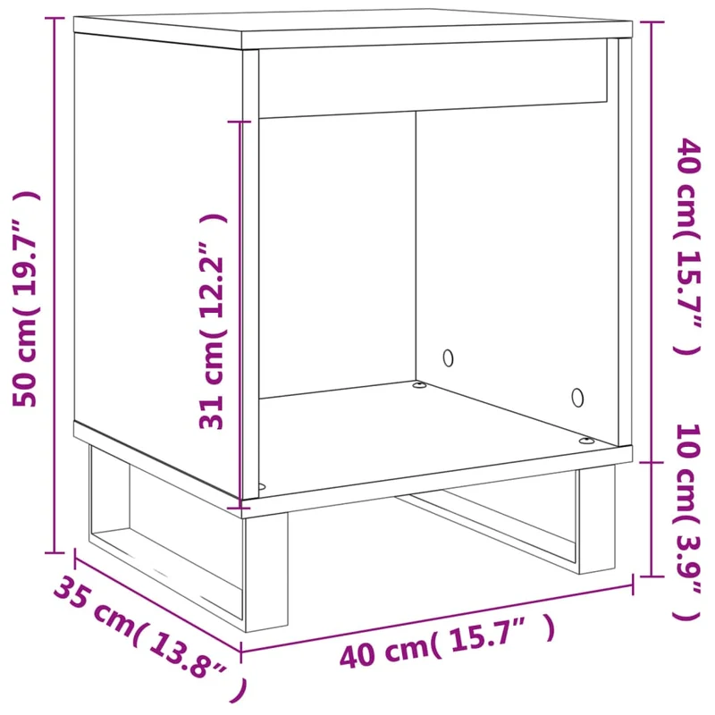 Lot de 2 tables de chevet avec compartiment ouvert 40 x 35 x 50 cm bois d’ingénierie gris DEC035371