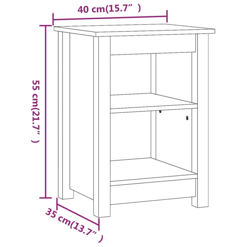 Lot de 2 tables de chevet avec compartiment ouvert 40 x 35 x 55 cm bois de pin gris DEC035328