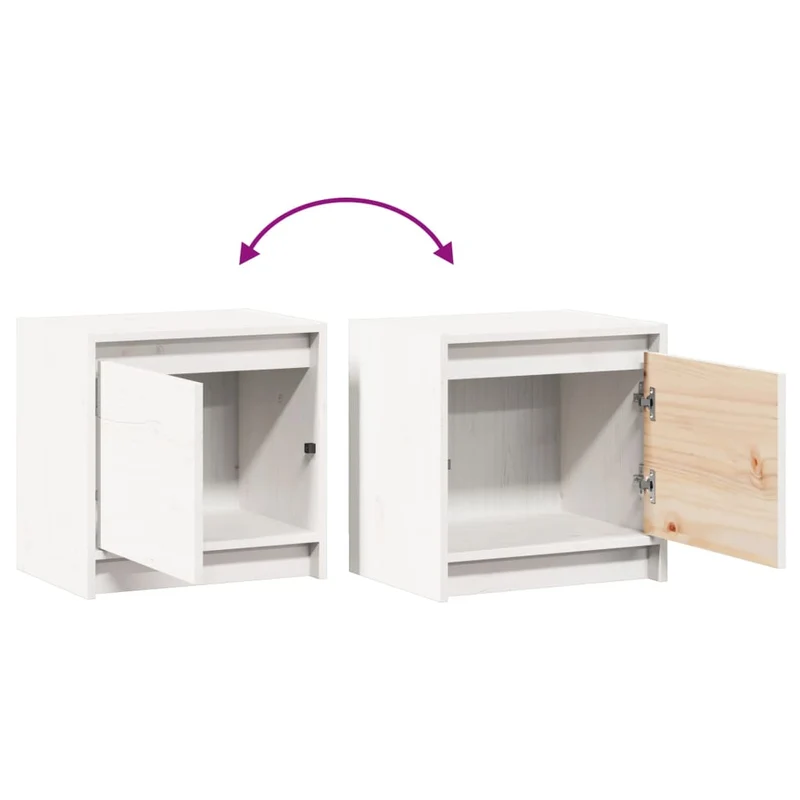 Lot de 2 tables de chevet avec compartiment avec porte 40 x 30,5 x 40 cm bois de pin blanc DEC034884