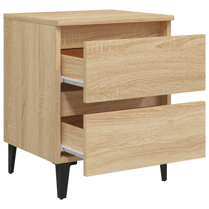 Lot de 2 tables de chevet avec deux tiroirs 40 x 35 x 50 cm bois ingénierie couleur chêne DEC035251