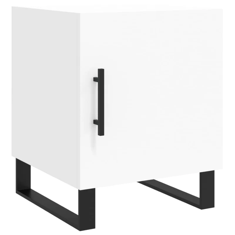 Lot de 2 tables de chevet avec compartiment avec porte 40 x 40 x 50 cm bois d’ingénierie blanc et fer DEC034959