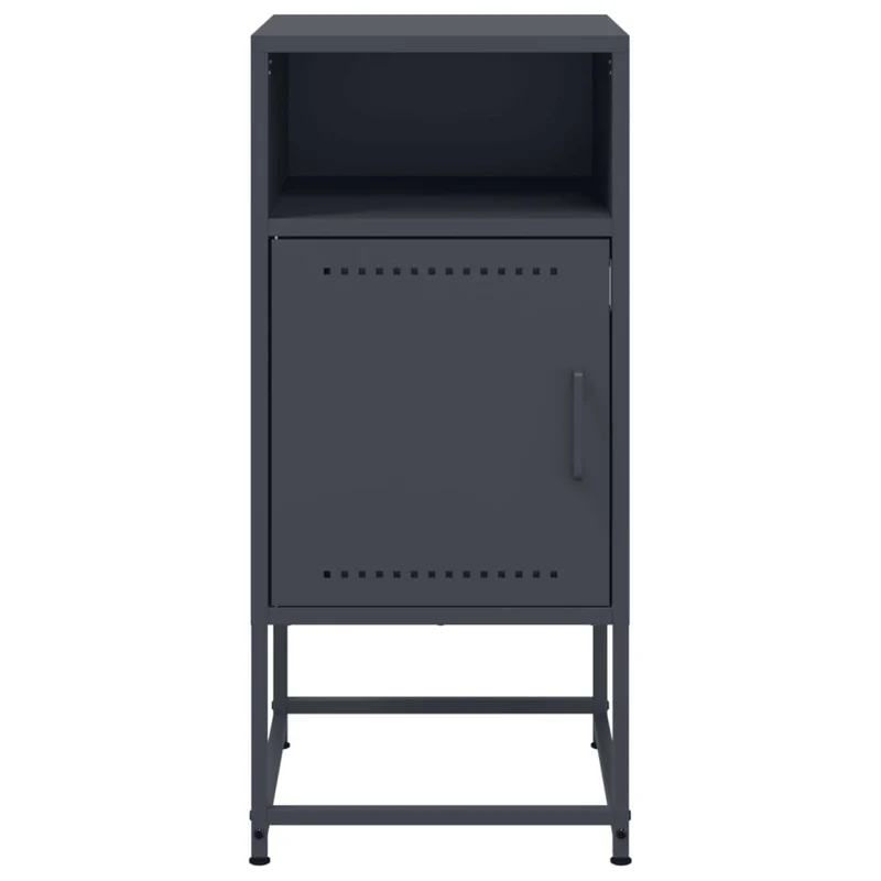 Lot de 2 tables de chevet avec compartiment avec porte 36 x 39 x 78 cm acier anthracite DEC034832