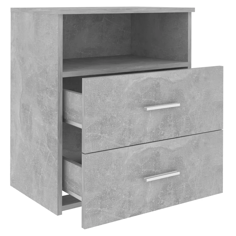 Table de chevet avec tiroirs et compartiment ouvert 50 x 32 x 60 cm bois d'ingénierie gris DEC034049