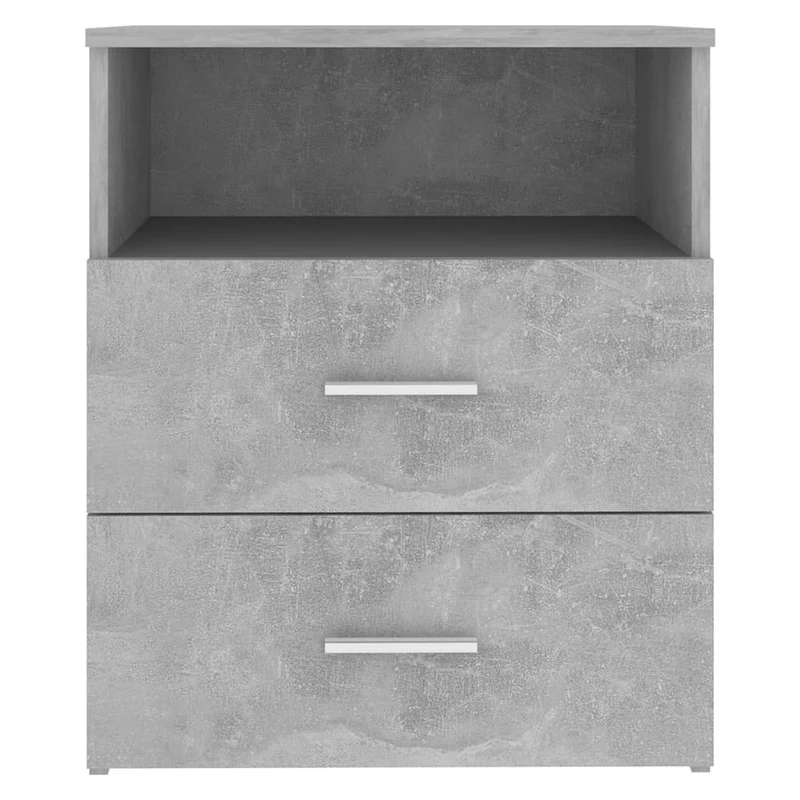 Table de chevet avec tiroirs et compartiment ouvert 50 x 32 x 60 cm bois d'ingénierie gris DEC034049