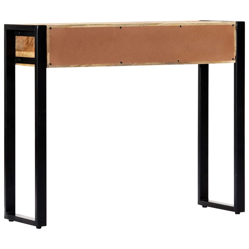 Table console avec deux tiroirs 90 x 30 x 75 cm bois de manguier et acier DEC031582