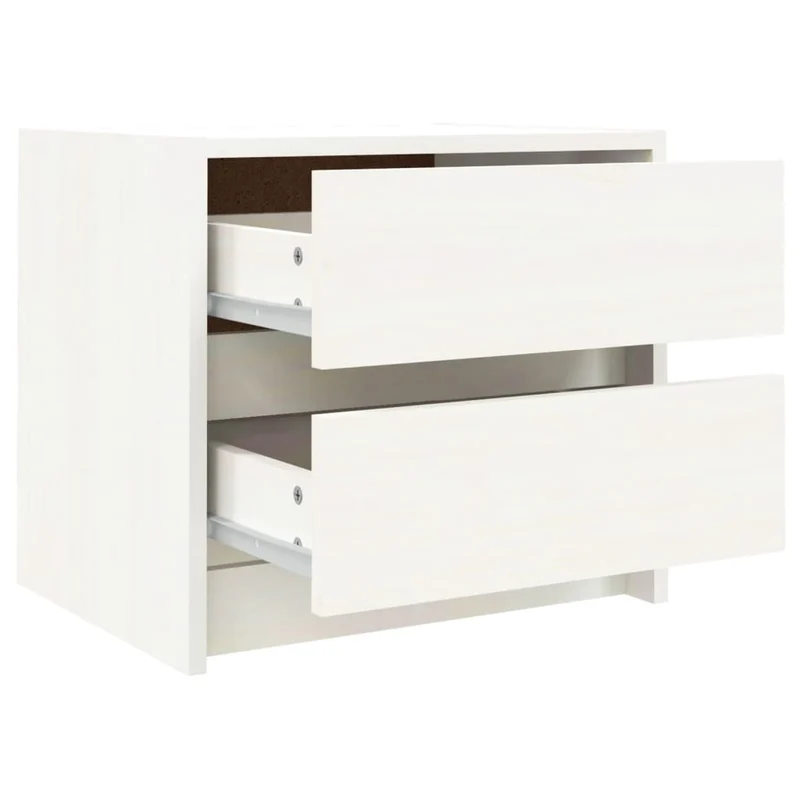 Table de chevet avec deux tiroirs 40 x 31 x 35,5 cm bois de pin blanc DEC033343