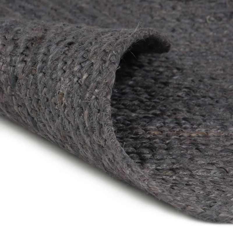 Tapis fait à la main Jute Rond 150 cm Gris foncé DEC023462