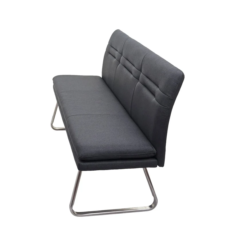 Ensemble de salle à manger 4x chaise de salle à manger et 1x banc en tissu gris foncé et acier inoxydable brossé 04_0006739