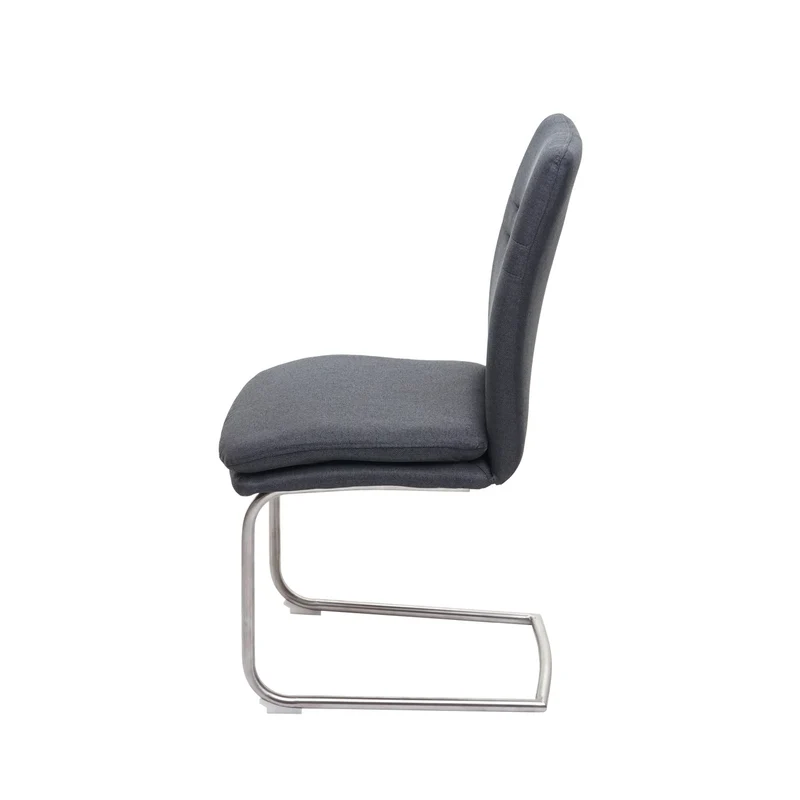 Ensemble de salle à manger 4x chaise de salle à manger et 1x banc en tissu gris foncé et acier inoxydable brossé 04_0006739
