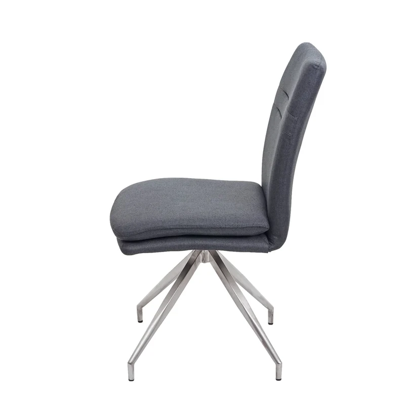 Lot de 2 chaises de salle à manger cuisine design moderne acier inoxydable et tissu brossé gris foncé 04_0000242