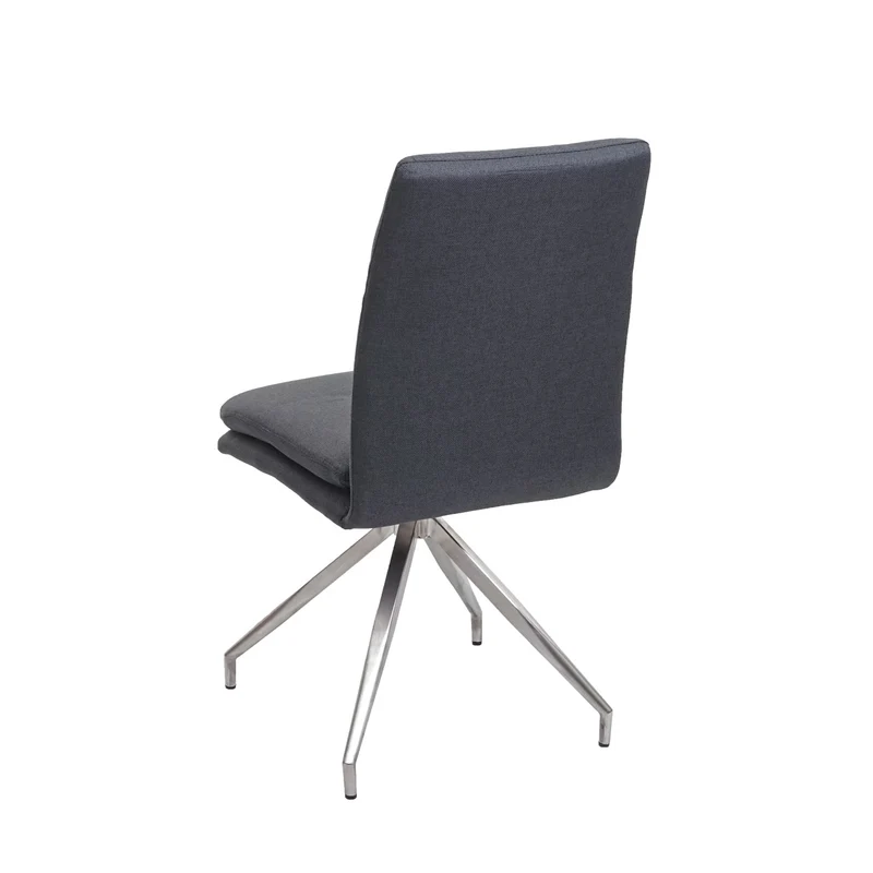Lot de 2 chaises de salle à manger cuisine design moderne acier inoxydable et tissu brossé gris foncé 04_0000242