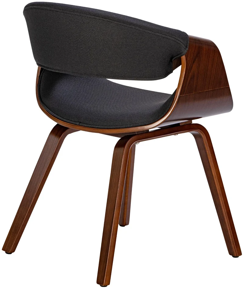 Chaise de salle à manger fauteuil de bureau sans roulette assise en tissu noir pieds en bois FAL101549