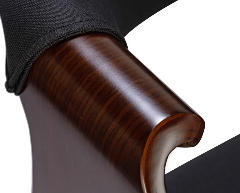 Chaise de salle à manger fauteuil de bureau sans roulette assise en tissu noir pieds en bois FAL101549
