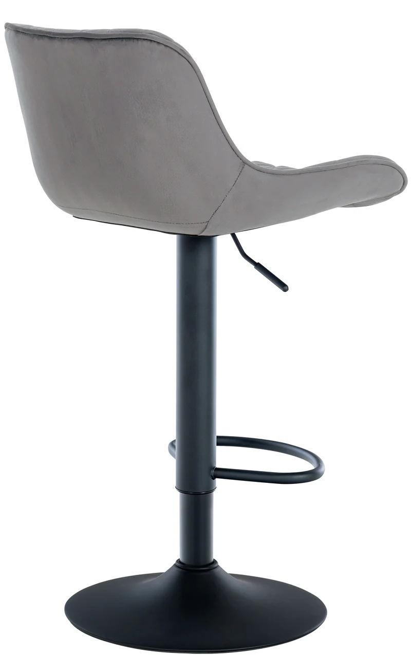 Lot de 2 tabourets de bar réglable et pivotant assise en velours gris pieds métal noir TDB10608
