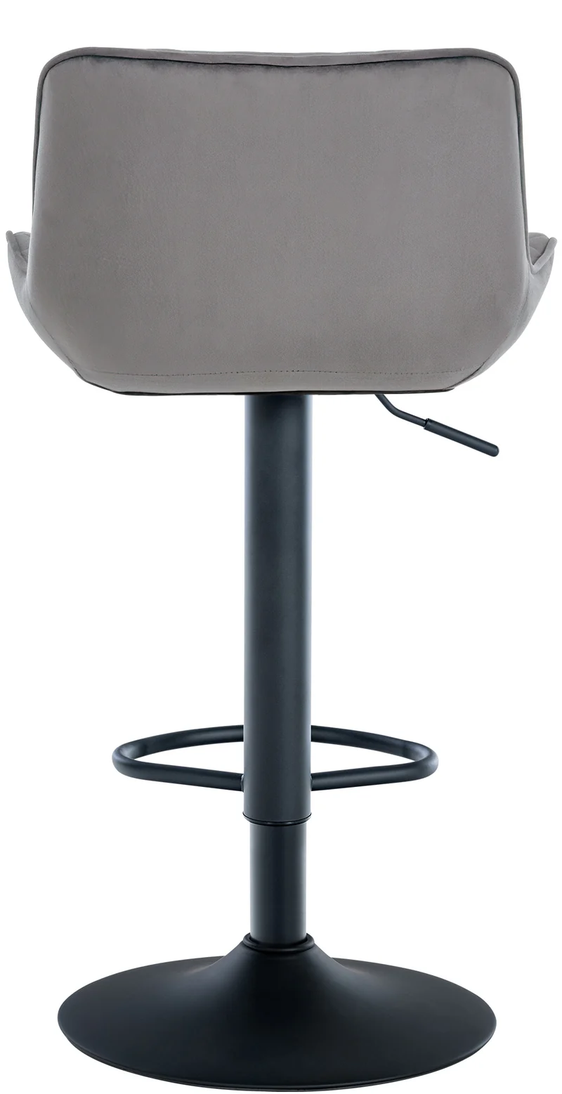 Lot de 2 tabourets de bar réglable et pivotant assise en velours gris pieds métal noir TDB10608