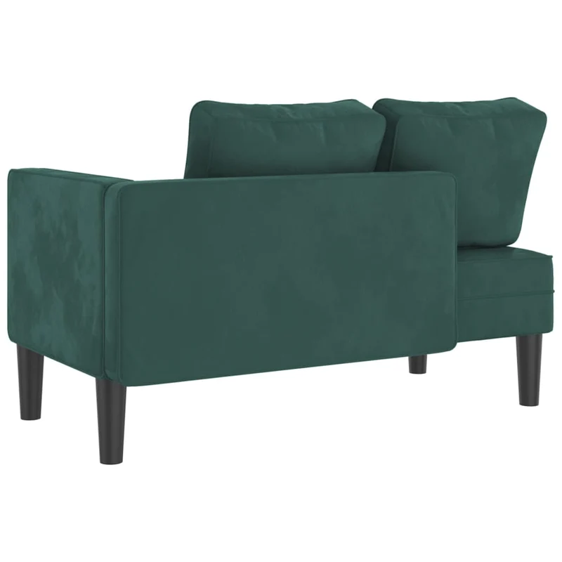 Méridienne chaise longue canapé pour intérieur avec coussins en velours vert foncé DEC026105
