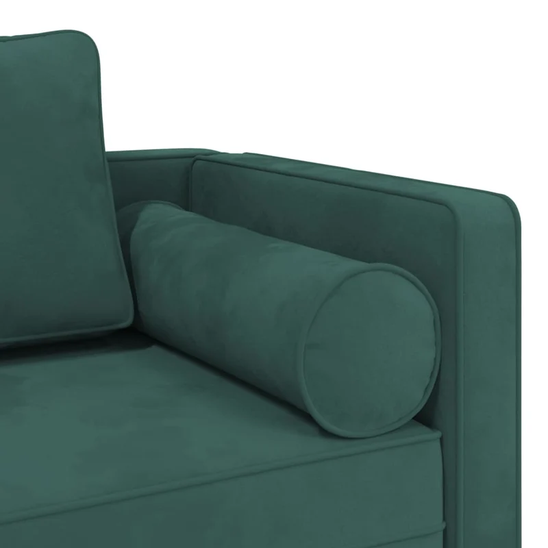 Méridienne chaise longue canapé pour intérieur avec coussins en velours vert foncé DEC026105
