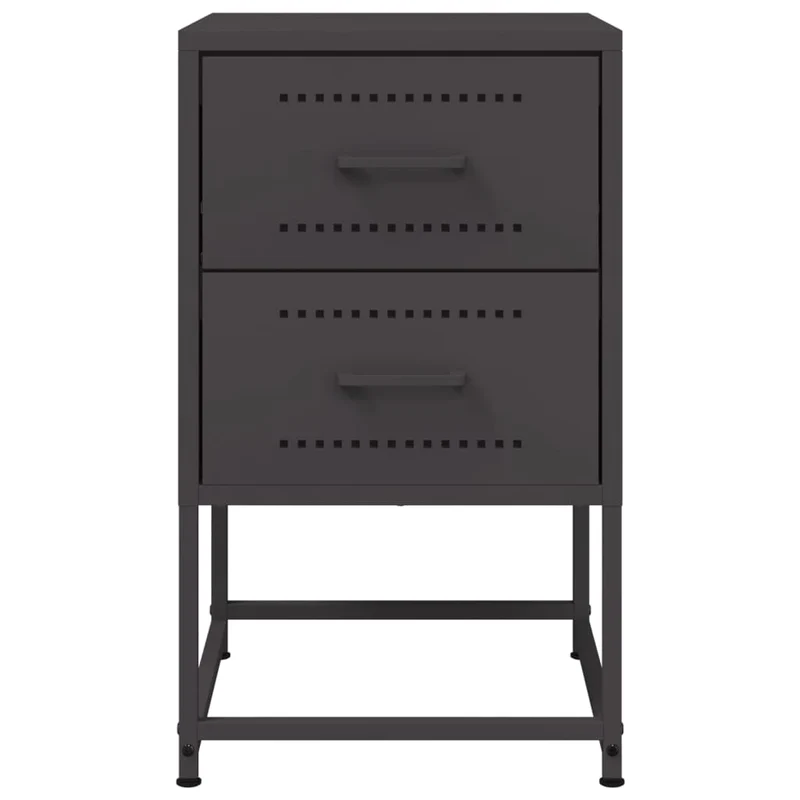 Lot de 2 tables de chevet avec deux tiroirs 36 x 39 x 60,5 cm acier noir DEC035487