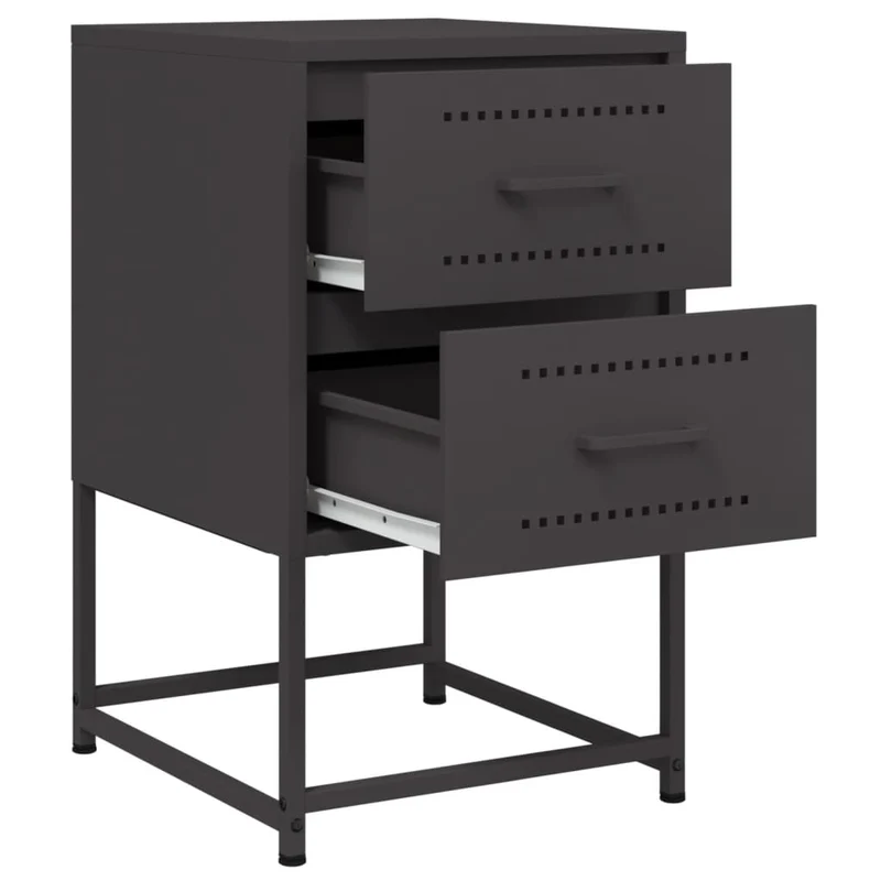 Lot de 2 tables de chevet avec deux tiroirs 36 x 39 x 60,5 cm acier noir DEC035487