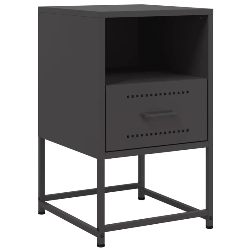 Lot de 2 tables de chevet avec tiroir et compartiment ouvert 36 x 39 x 60,5 cm acier noir DEC035486