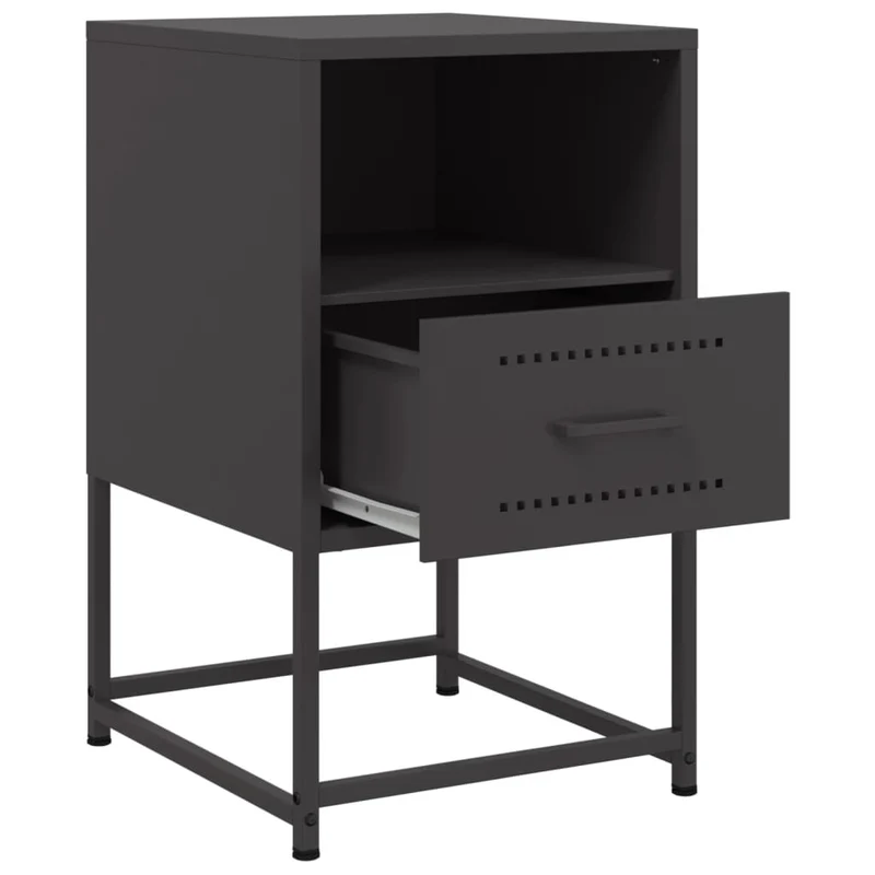 Lot de 2 tables de chevet avec tiroir et compartiment ouvert 36 x 39 x 60,5 cm acier noir DEC035486