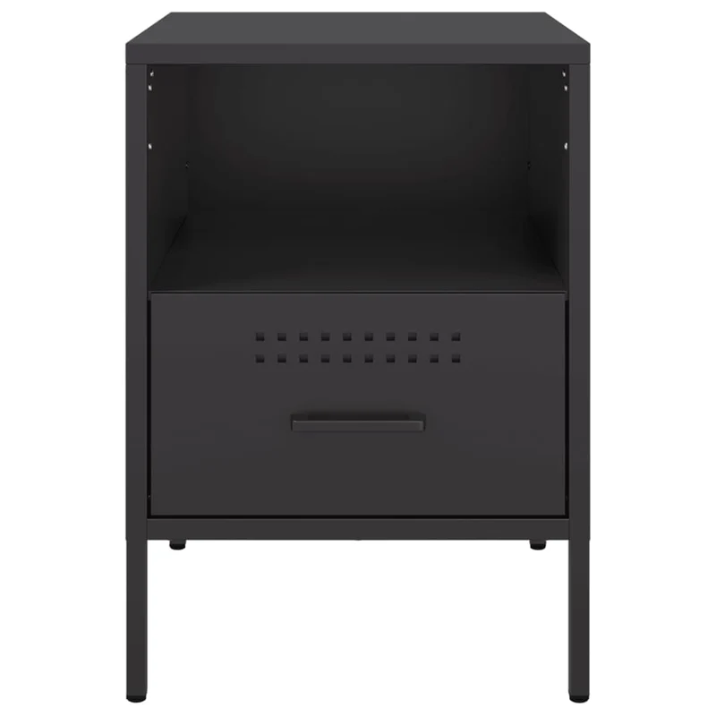 Lot de 2 tables de chevet avec tiroirs et compartiment ouvert 36 x 39 x 50,5 cm acier noir DEC035482