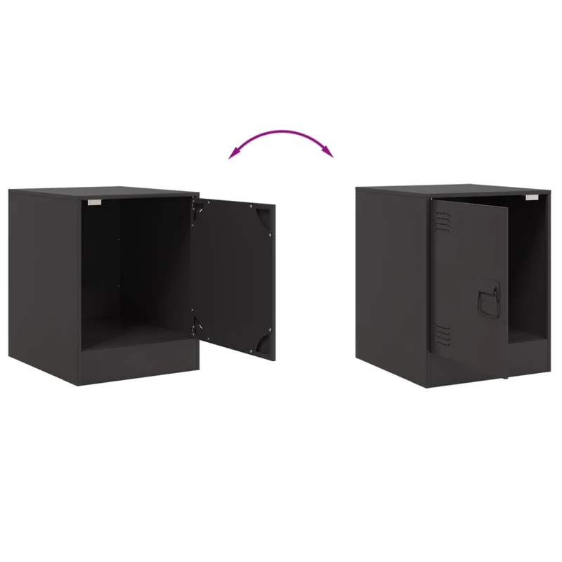Lot de 2 tables de chevet avec compartiment avec porte 34,5 x 39 x 44 cm acier noir DEC035463