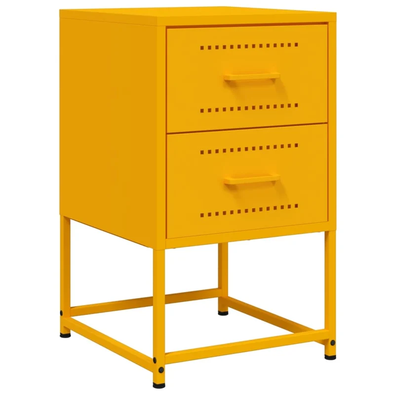 Lot de 2 tables de chevet avec deux tiroirs 36 x 39 x 60,5 cm acier jaune moutarde DEC035432
