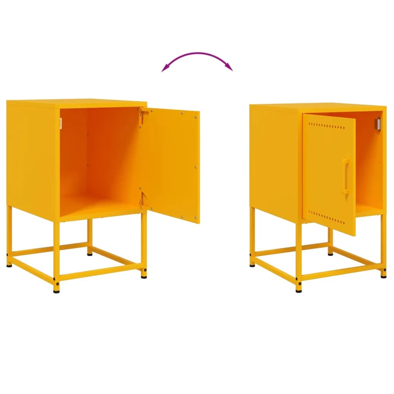 Lot de 2 tables de chevet avec compartiment avec porte 36 x 39 x 60,5 cm acier jaune DEC035431