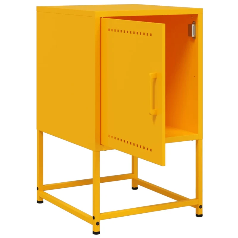 Lot de 2 tables de chevet avec compartiment avec porte 36 x 39 x 60,5 cm acier jaune DEC035431
